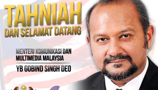 TAHNIAH DAN SELAMAT DATANG DIUCAPKAN KEPADA YB GOBIND SINGH DEO DI ATAS PELANTIKAN SEBAGAI MENTERI KOMUNIKASI DAN MULTIMEDIA MALAYSIA